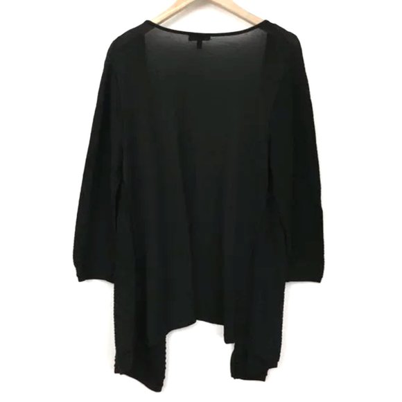 NEIMAN MARCUS RELAXED OPEN FRONT 3/4 SLEEVE PEAKED HEM CARDIGAN - Picture 3 of 9
